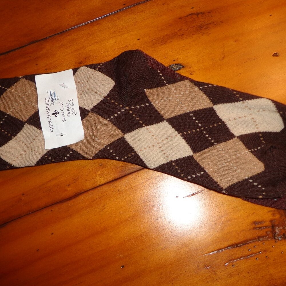 NWT French Market Girls' Argyle Socks by Janet Carol Designs 2-Tone Browns